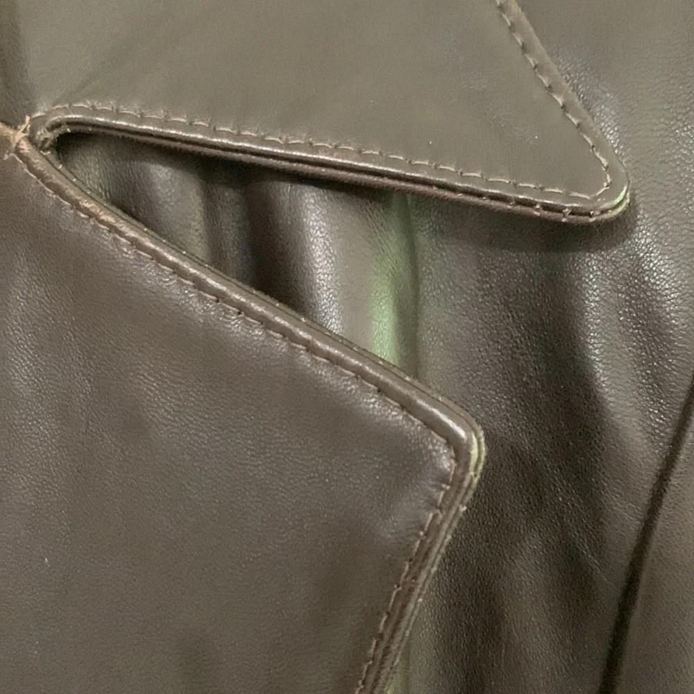 Chocolate Brown Leather Car Coat Saks Fifth Ave Sz S